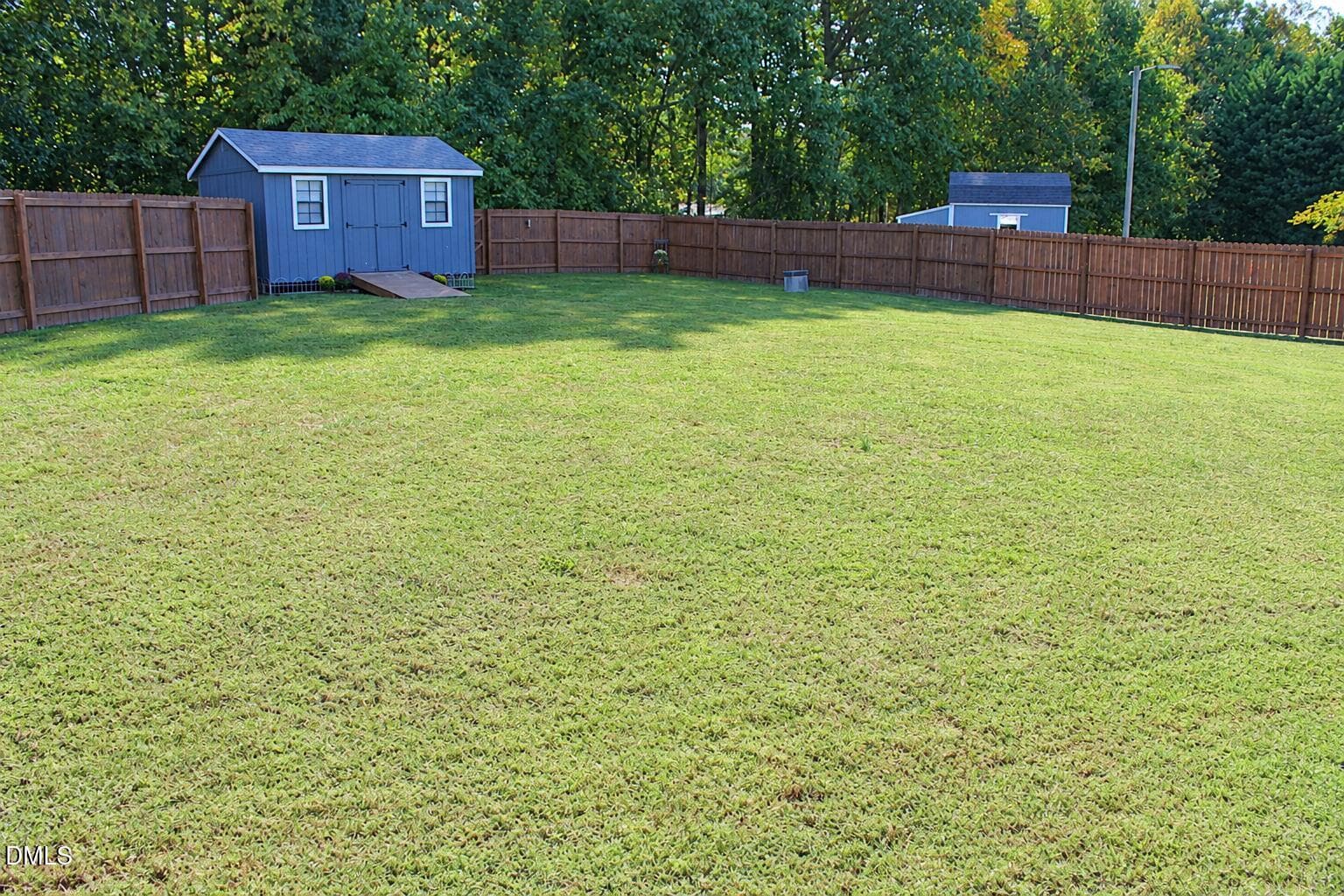 Sunlit Backyard with Blue-Gray Shed - 6196 Friedens Grove Road, Gibsonville, NC 27249, Gibsonville