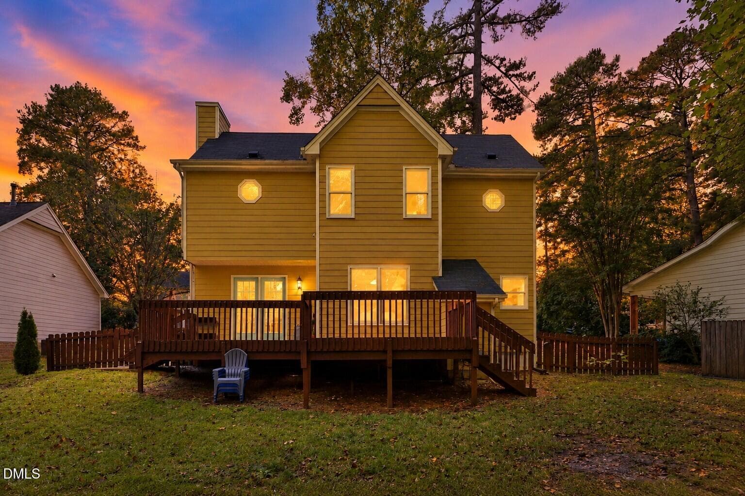 Twilight Glow Over a Cozy Backyard Home - 104 Forestchase Court, Raleigh, NC 27603, Raleigh