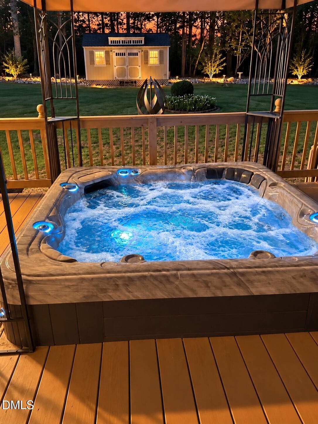 Dusk lighting hot tub - 3824 Watermark Drive, Franklinton, NC 27525, Franklinton