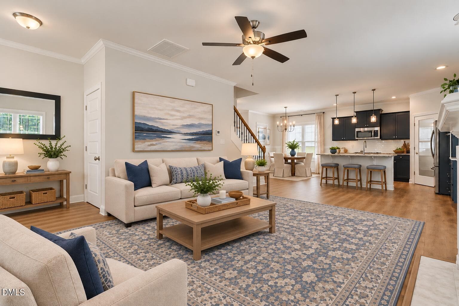 Warm Navy-Hued Open-Plan Living Space - 143 Carroll Farm Way, Zebulon, NC 27597, Zebulon