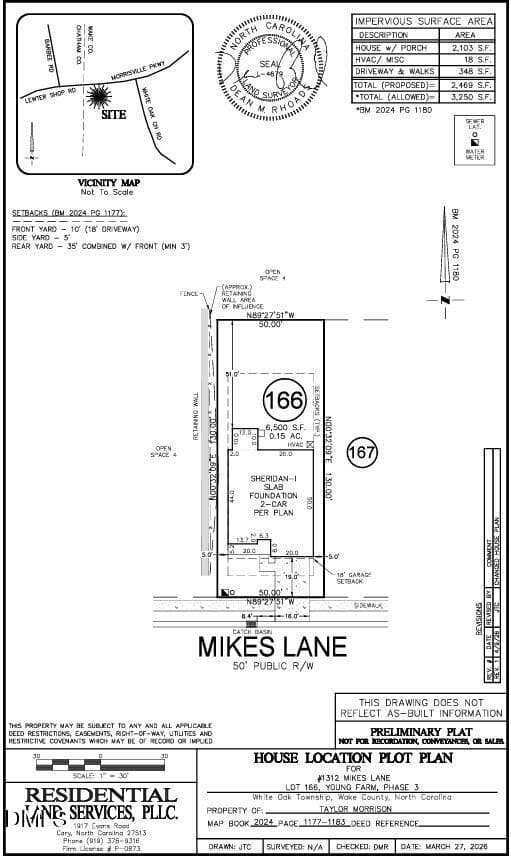 Plot Plan - 1312 Mikes Lane, Apex, NC 27523