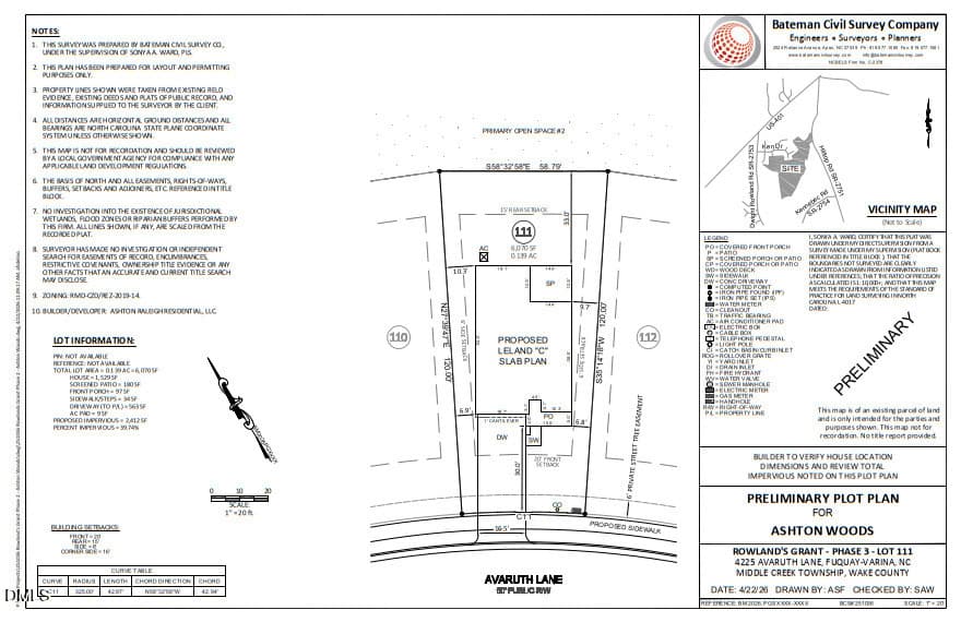 Plot Plan - 4225 Avaruth Lane 111, Fuquay Varina, NC 27526, Fuquay Varina