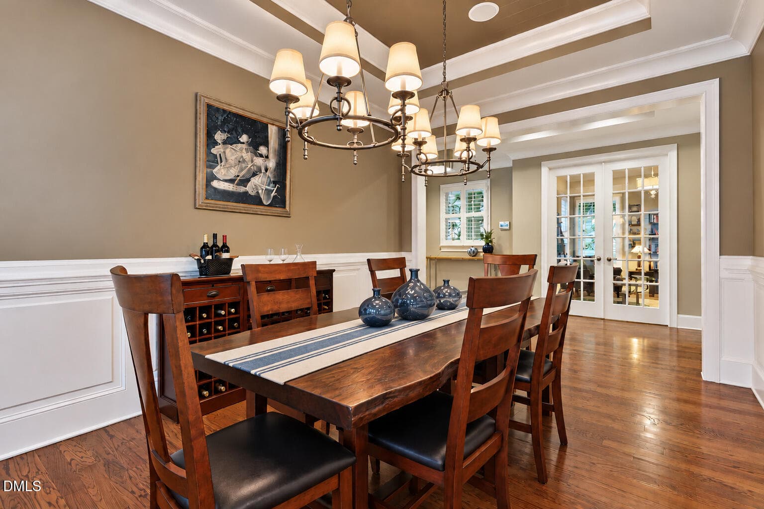 Elegant Rustic Dining Room with Blue Acc - 3709 Rolston Drive, Raleigh, NC 27609