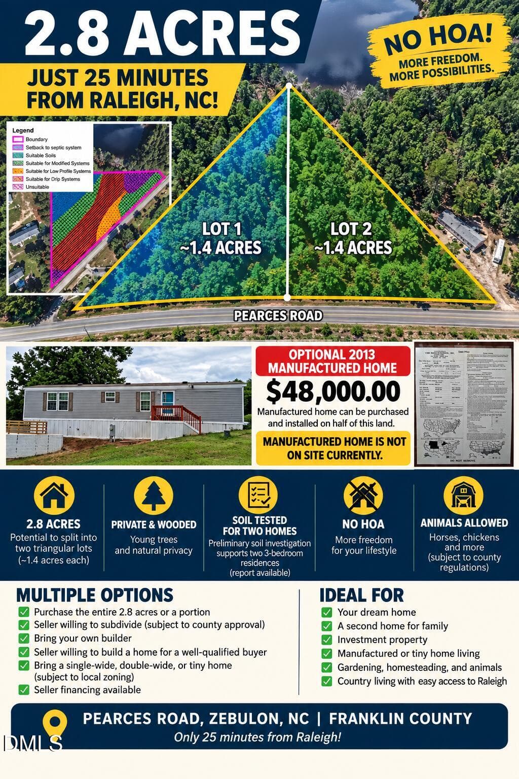 2.8-Acre Triangle Lots Near Raleigh - 2.8 Acres Pearces Road, Zebulon, NC 27597, Zebulon