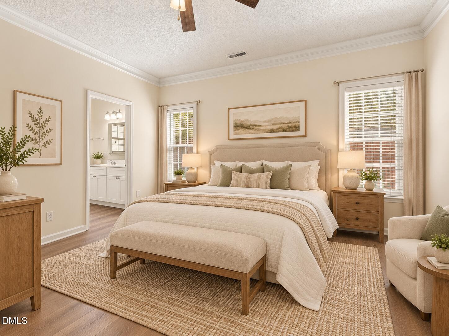 Serene Neutral Farmhouse Master Bedroom - 5320 Sahalee Way, Raleigh, NC 27604