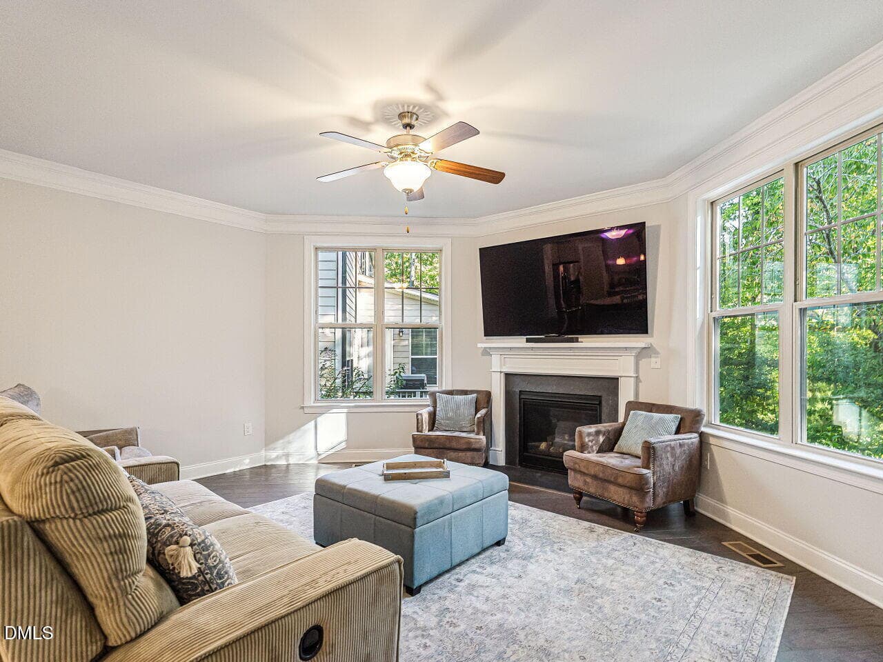 Family Room with Gas Log Fireplace - 433 Belle Gate Place, Cary, NC 27519