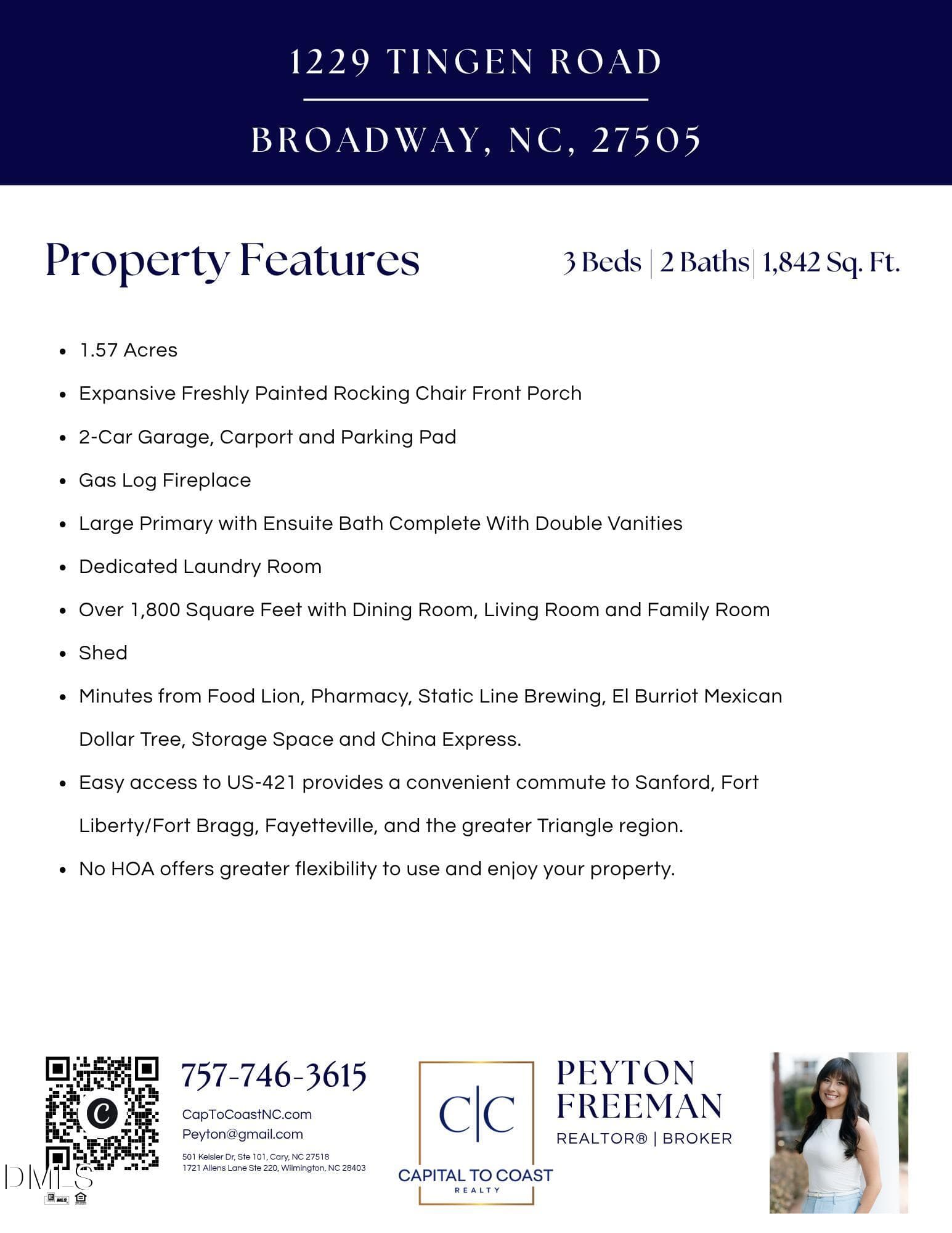Features - 1229 Tingen Road, Broadway, NC 27505