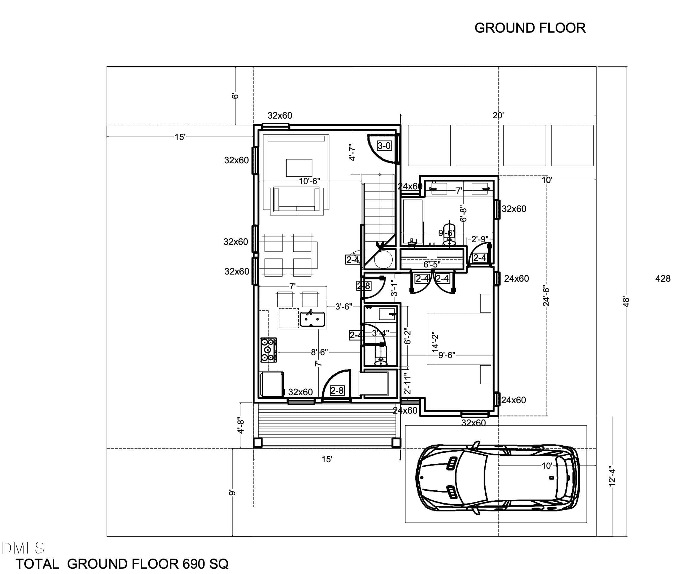 1ST FLOOR PLAN - 1222 Merrick Street, Durham, NC 27701