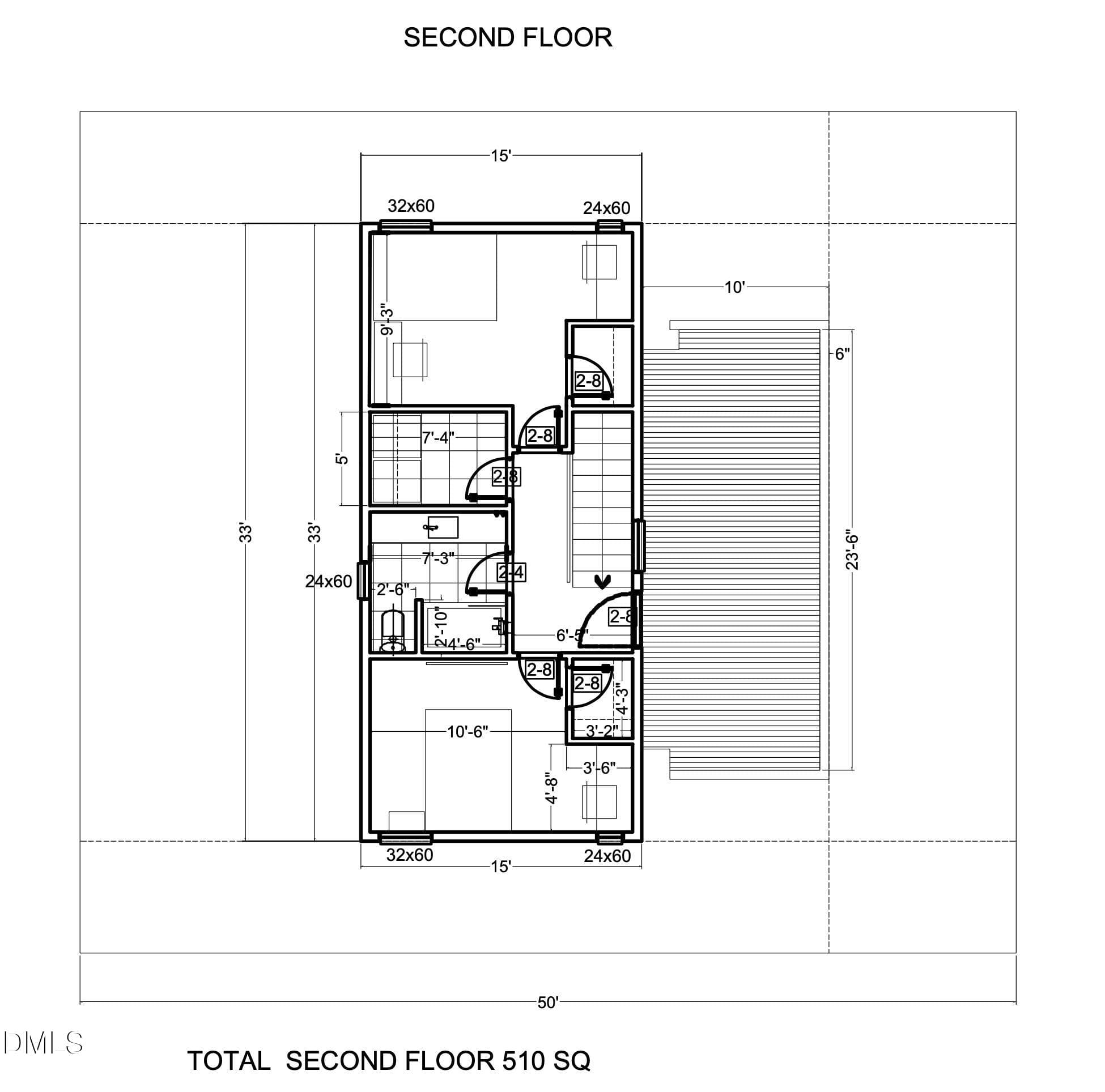 2ND FLOOR PLAN - 1222 Merrick Street, Durham, NC 27701