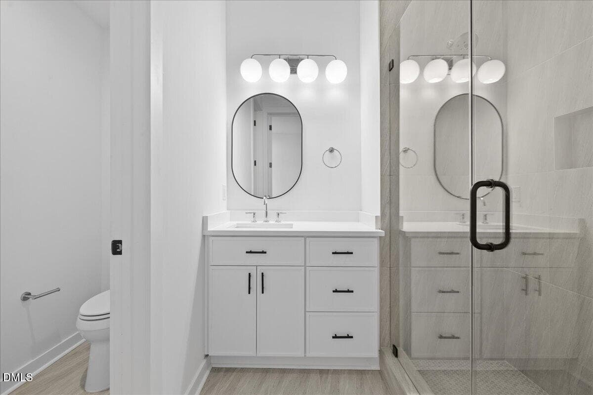 Guest bath with shower on lower level - 804 Cotton Place 102, Raleigh, NC 27601
