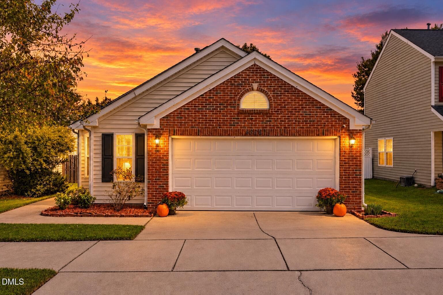 Cozy Twilight Curb Appeal with Pumpkins - 4836 Mocha Lane, Raleigh, NC 27616