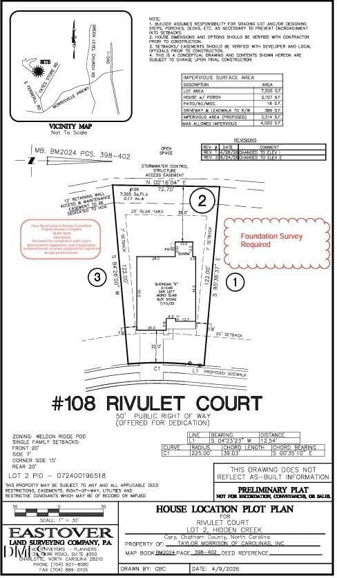 Plot Plan - 108 Rivulet Court, Cary, NC 27519