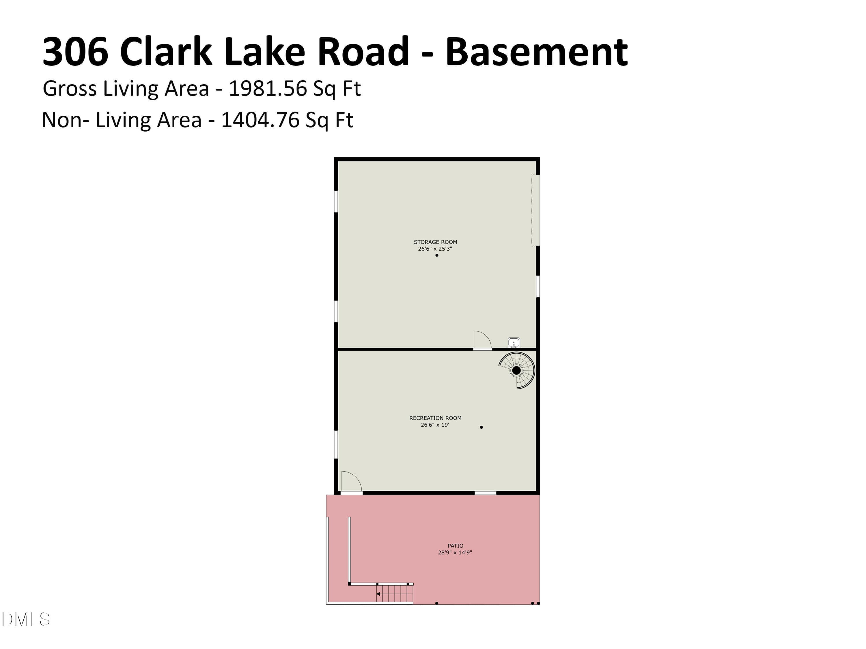BASEMENT RECREATION FLOOR PLAN - 306 Clark Lake Road, Durham, NC 27707