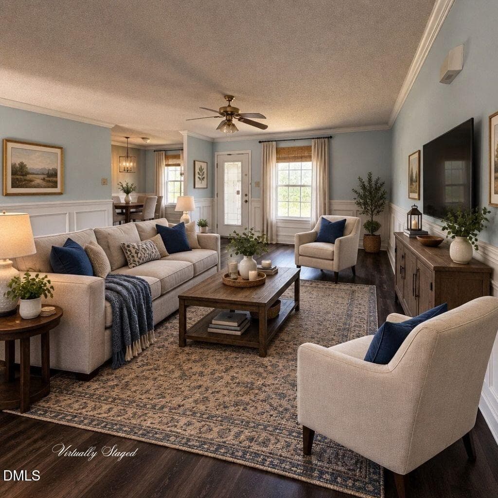 Virtually Stage Living Room - 107 Copper Stone Street, Smithfield, NC 27577