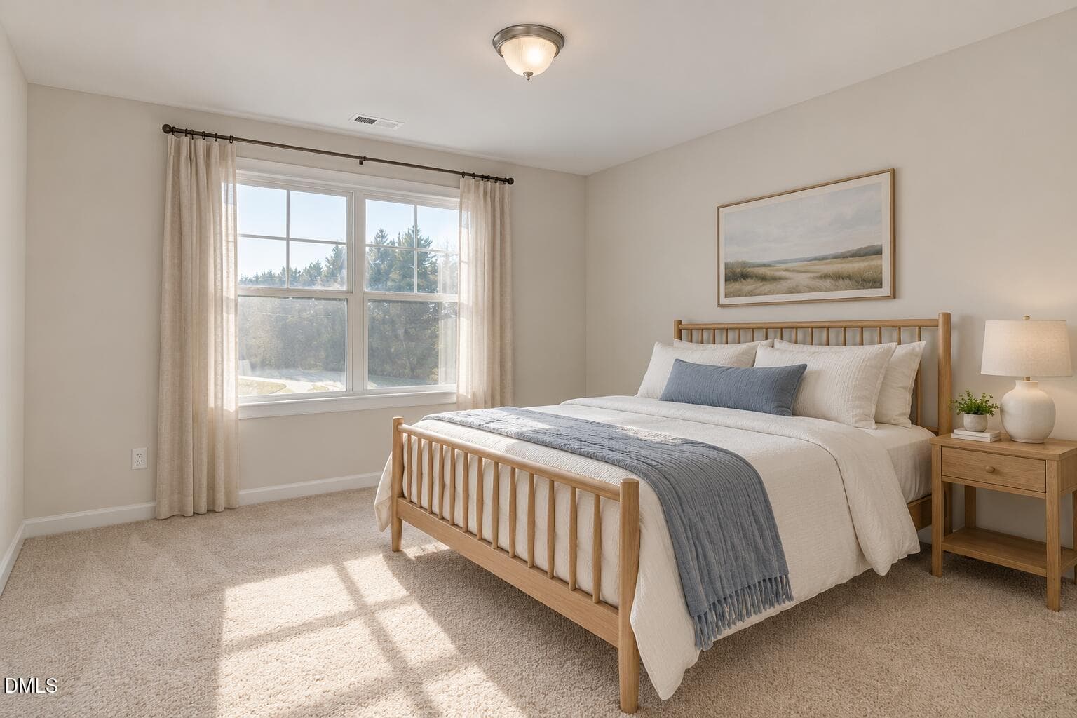 Sunlit bedroom with oak spindle bed-17 - 224 Starlet Ridge Way, Clayton, NC 27520