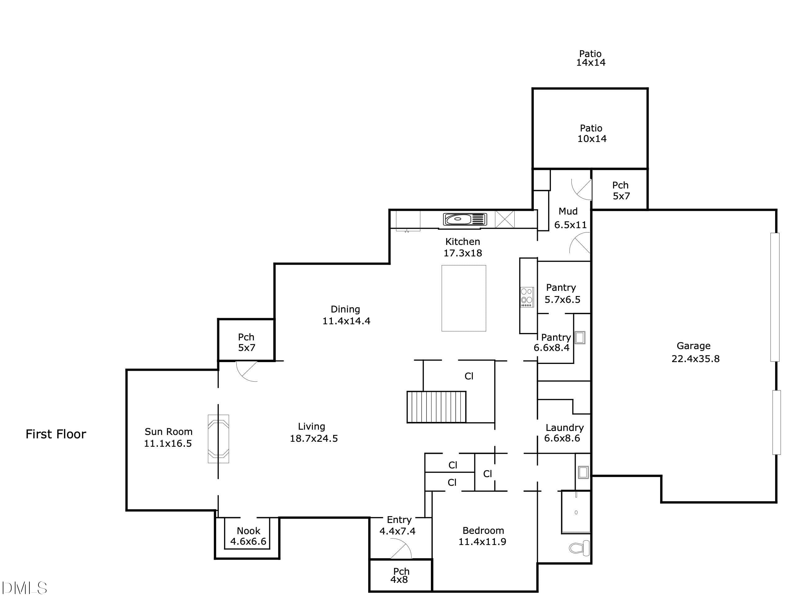 1st Floor Layout - 650 Stonecrest Way, Pittsboro, NC 27312