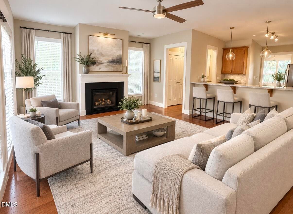LR virtually staged - 4522 All Points View Way, Raleigh, NC 27614