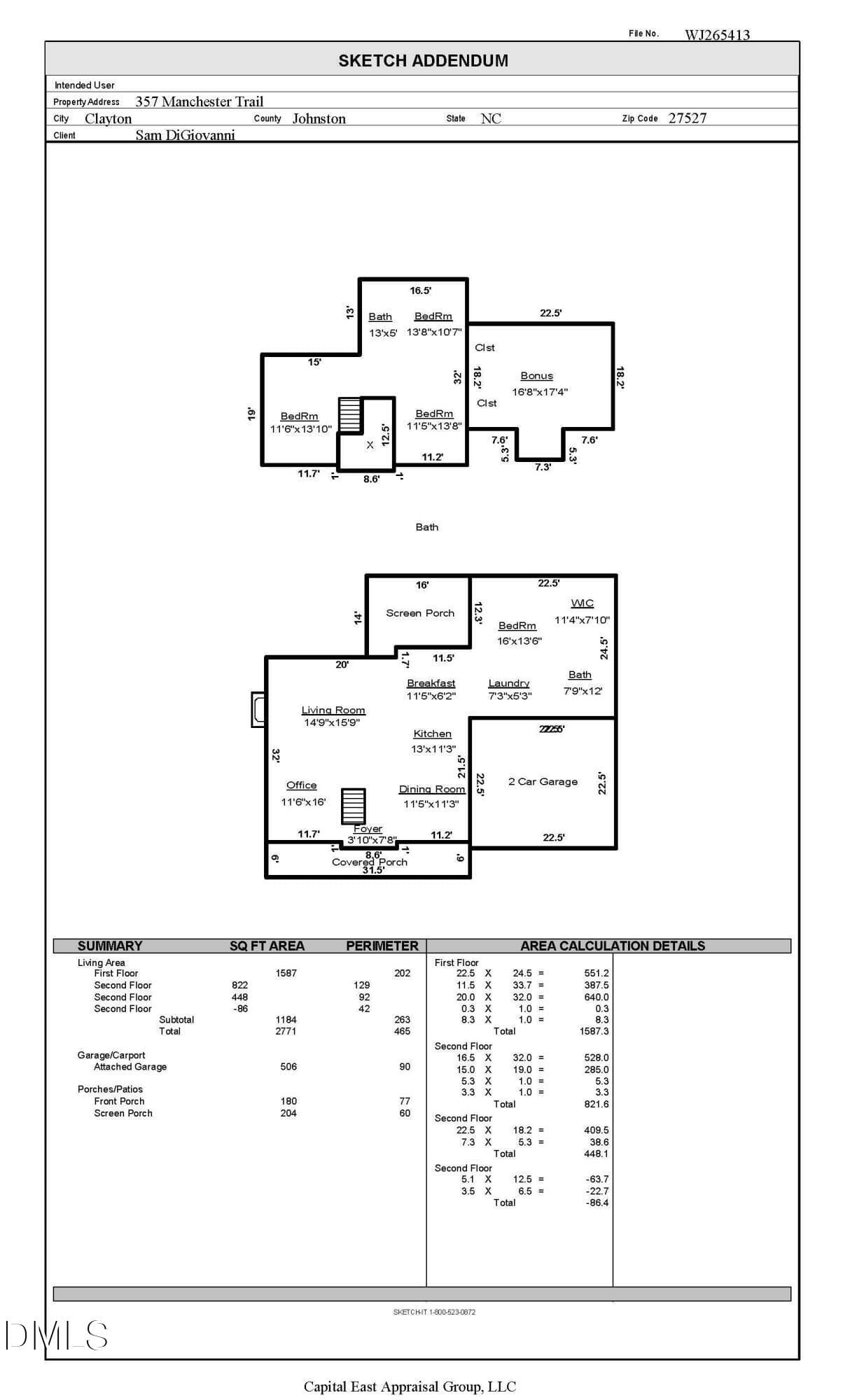 Measurements MANCHESTER - 357 Manchester Trail, Clayton, NC 27527