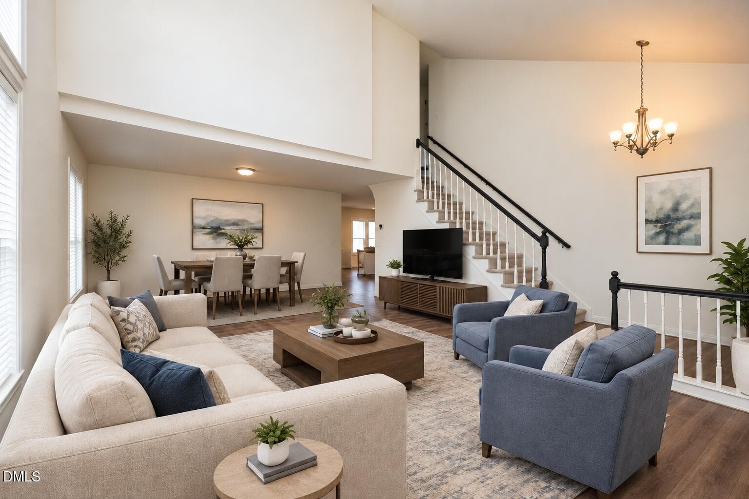 virtually staged living room 10-22 - 1529 Pebble Creek Crossing, Durham, NC 27713