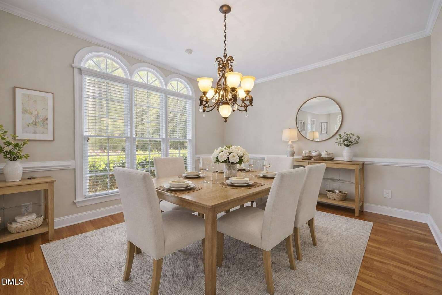 virtually staged dining room - 8401 Chelridge Drive, Wake Forest, NC 27587