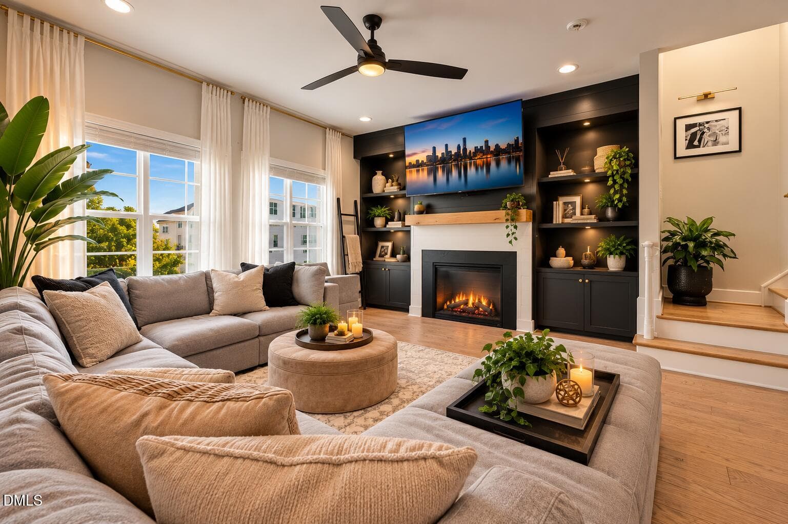 Modern Living Room with Fireplace - 8111 Diversy Way, Raleigh, NC 27613