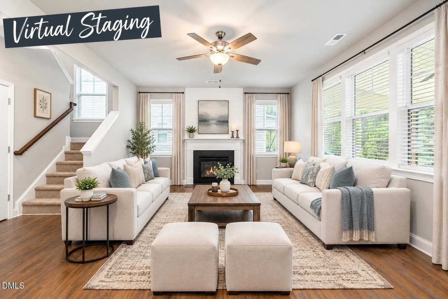 Bright Neutral Virtual Staged Living Roo - 37 Meadow Vista Lane, Angier, NC 27501