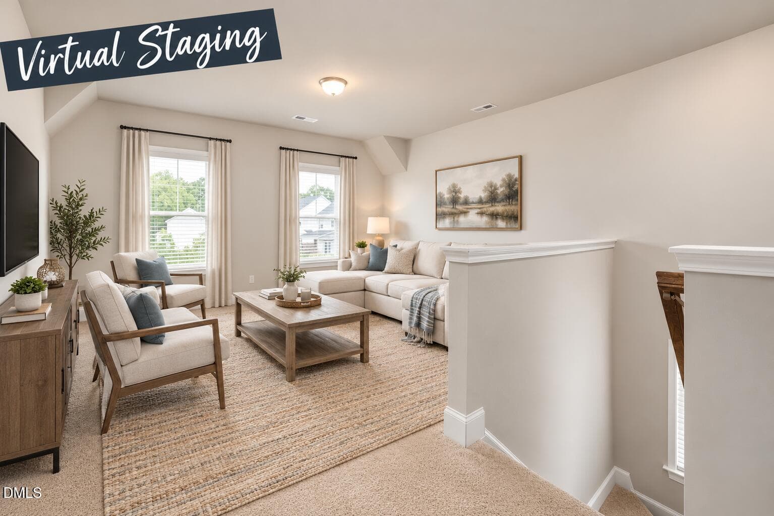 Bright Neutral Loft Living Room - 37 Meadow Vista Lane, Angier, NC 27501