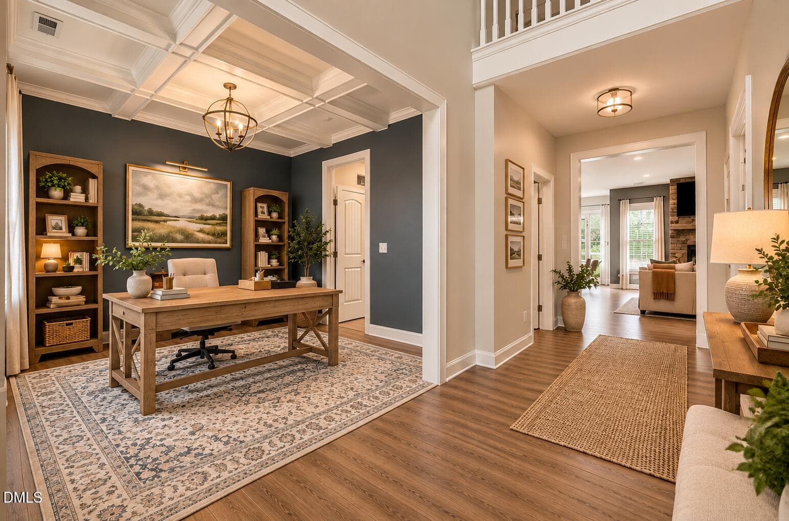 Warm Transitional Home Office and Foyer - 2013 Edens Ridge Avenue, Wake Forest, NC 27587