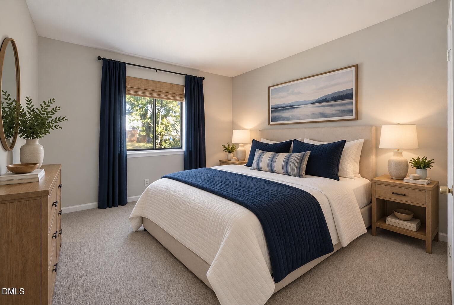 Serene Navy Guest Bedroom - 2402 Stadium Drive B, Durham, NC 27704