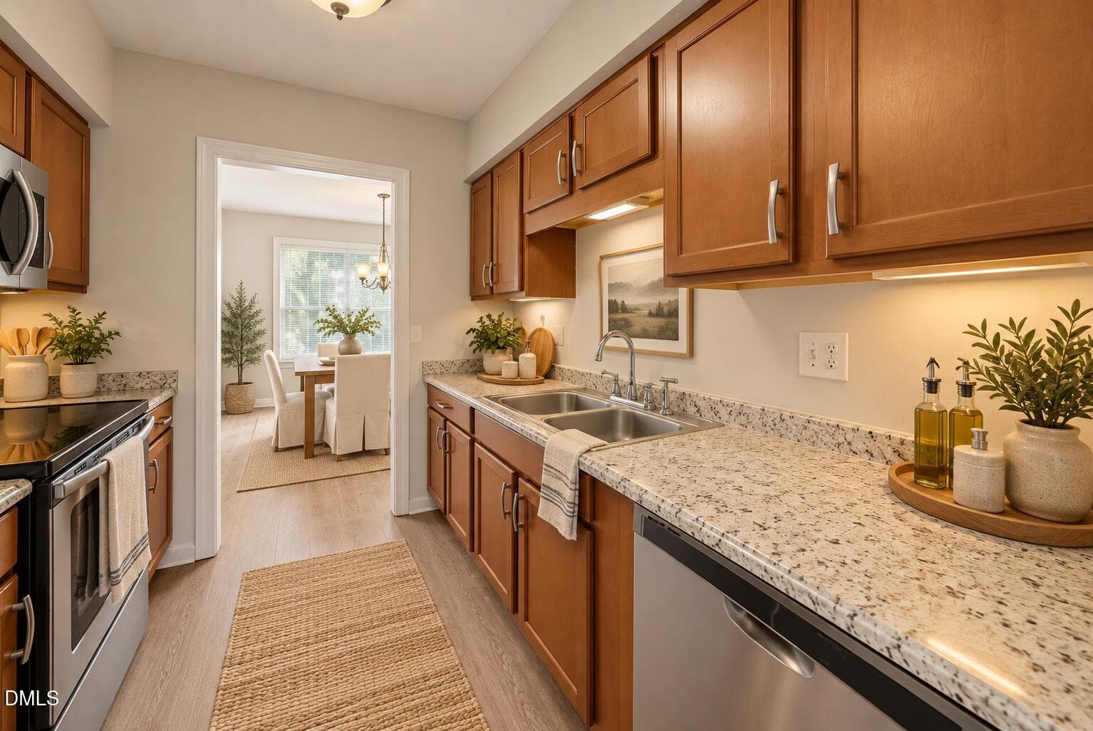 Warm Staged Galley Kitchen and Dining No - 2402 Stadium Drive B, Durham, NC 27704