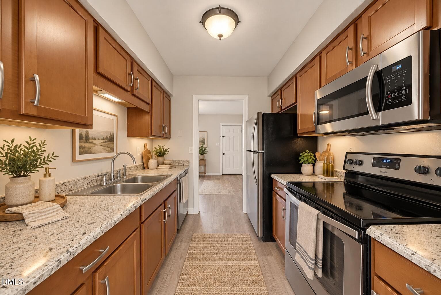 Warm Wood Galley Kitchen with Stainless - 2402 Stadium Drive B, Durham, NC 27704