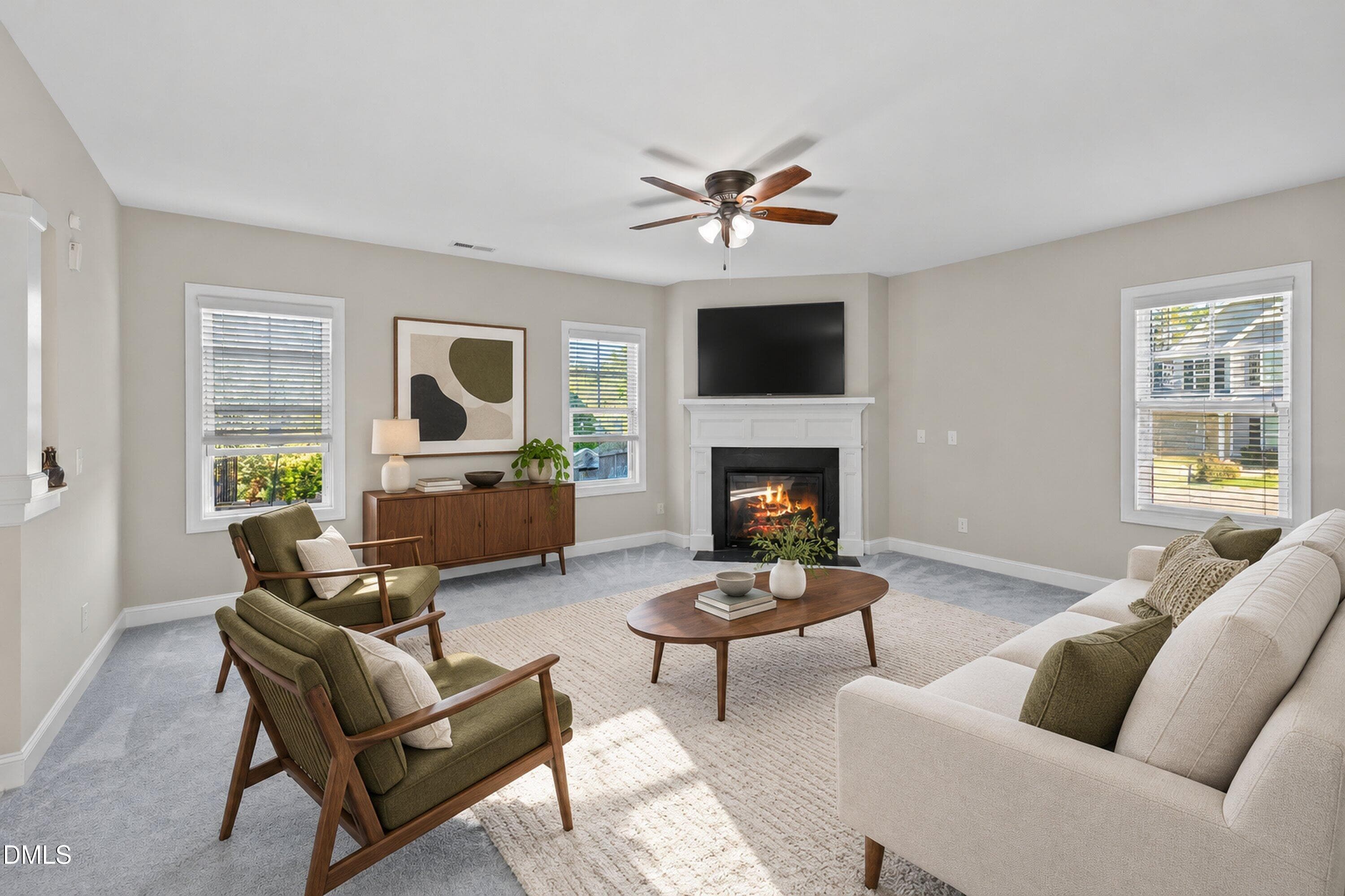 Living Room Staged - 4300 Glengrove Road, Raleigh, NC 27616