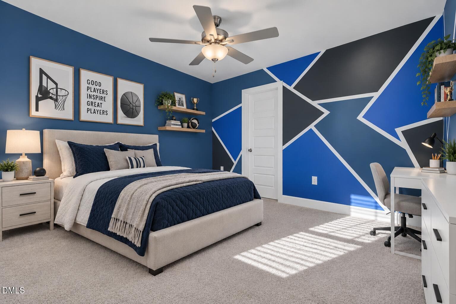 Modern Navy Basketball Bedroom - 351 Fast Pitch Lane, Four Oaks, NC 27524