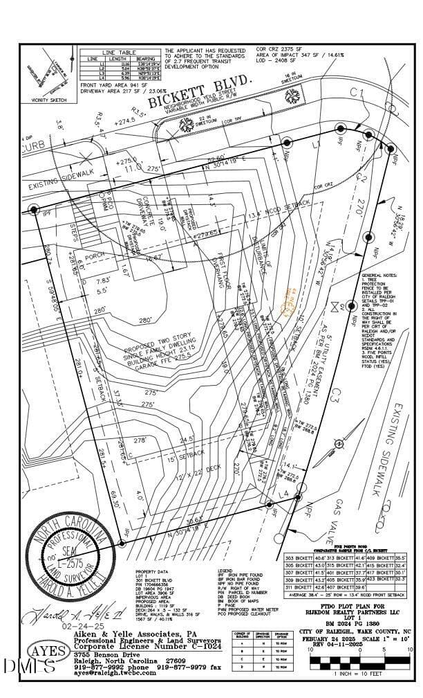 Plat map - 301 Bickett Boulevard, Raleigh, NC 27608