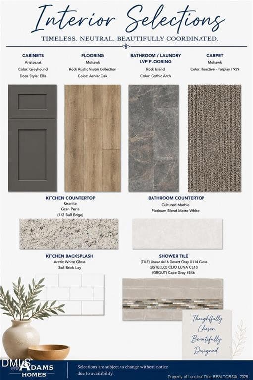 Interior Color Selections - 270 Galway Road, Lillington, NC 27546