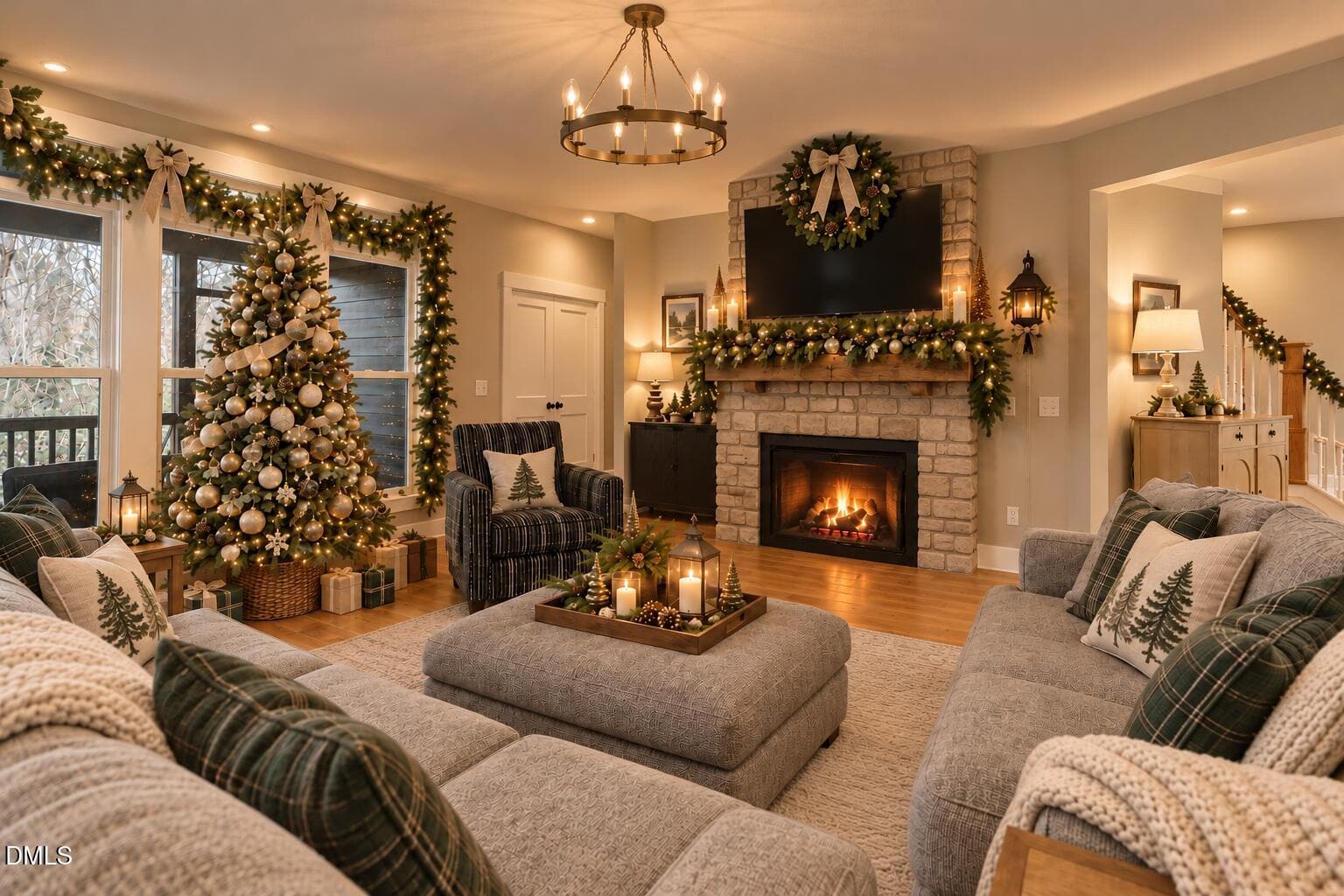 Cozy Neutral Christmas Living Room - 742 Lake Magnolia Way, Smithfield, NC 27577
