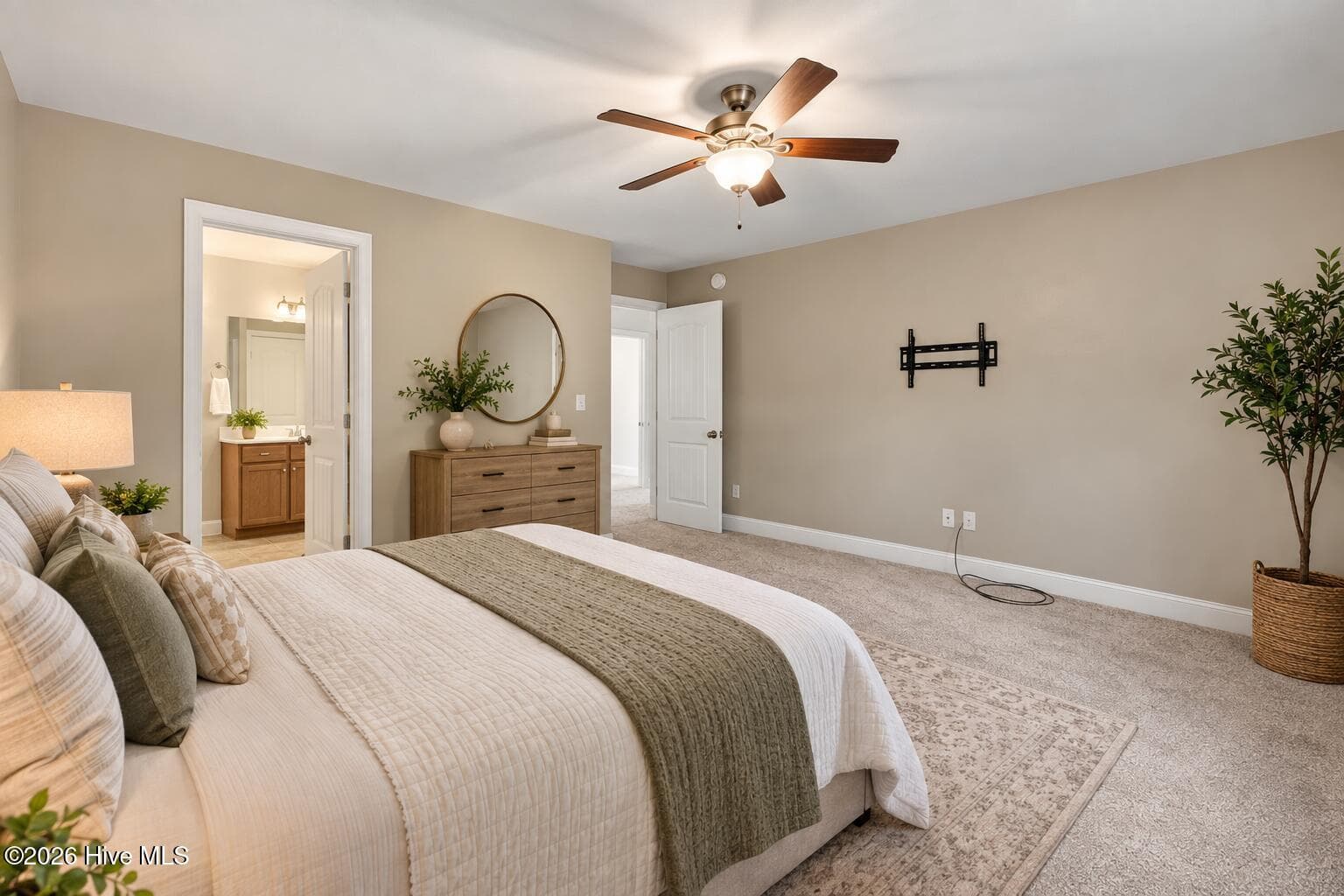 Virtually staged master bedroom with neutral paint! - 116 Mccabe Court, Havelock, NC 28532