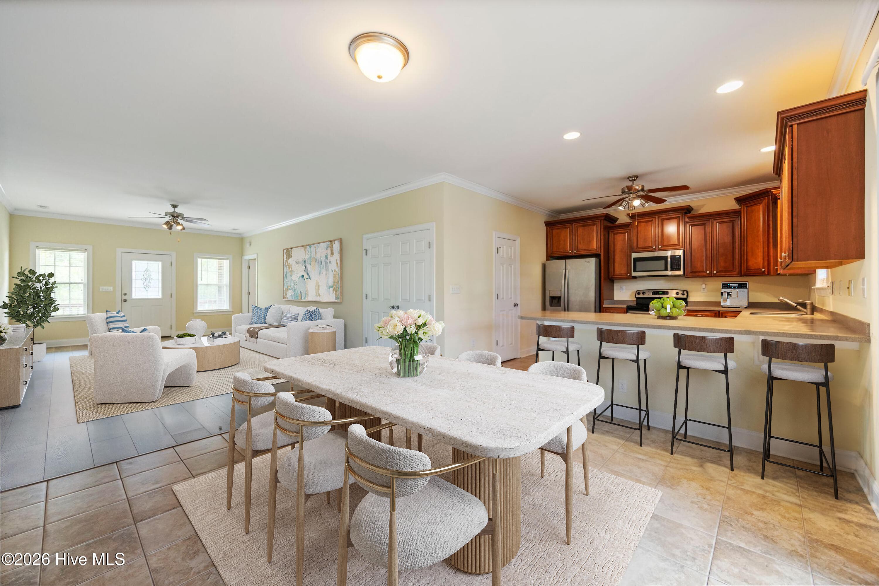 VIRTUAL STAGING of Dining Room, looking toward Kitchen - 225 NE 39th Street, Oak Island, NC 28465