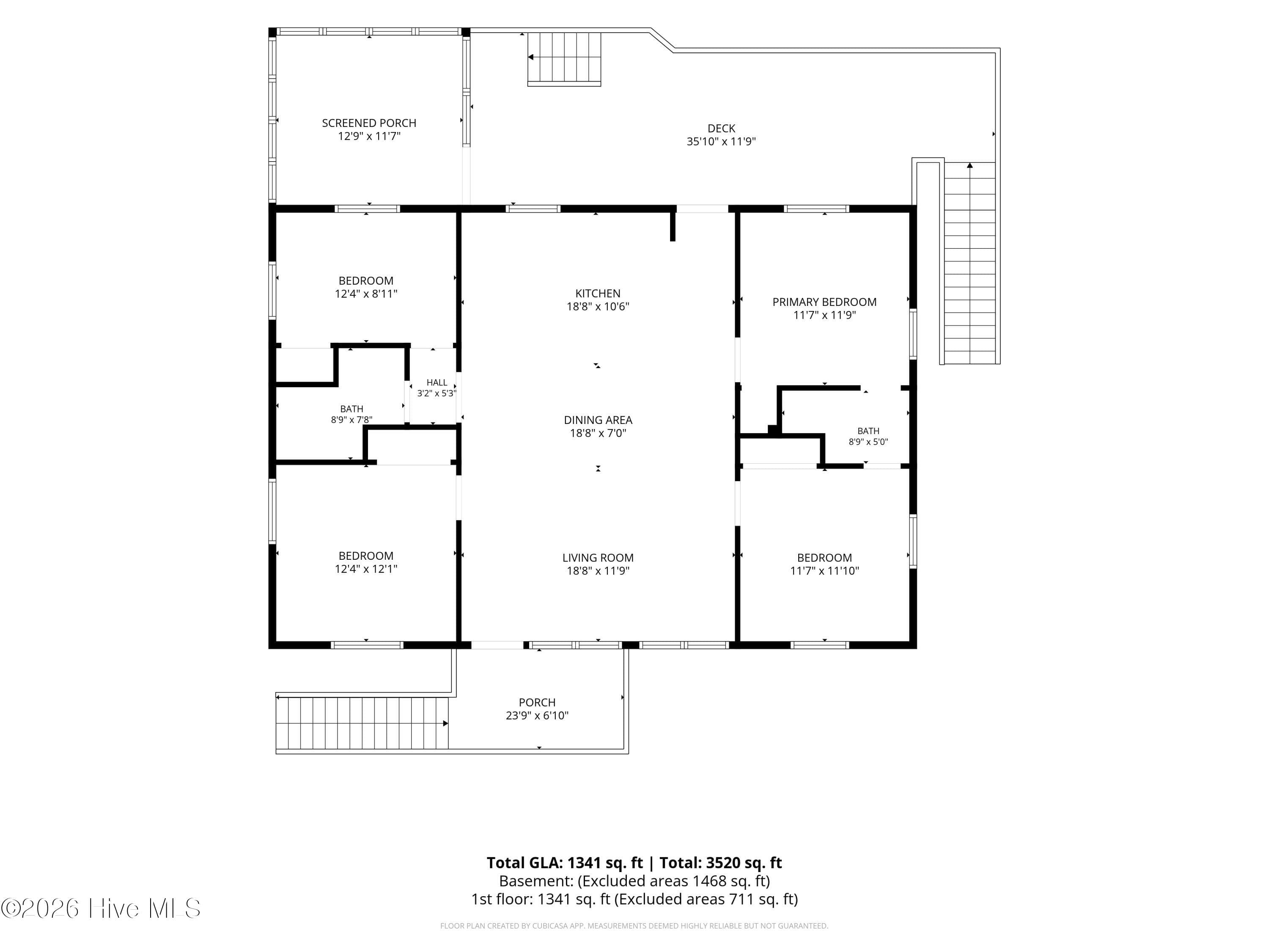 Heated Square Footage Layout - 1607 Emerald Drive, Emerald Isle, NC 28594