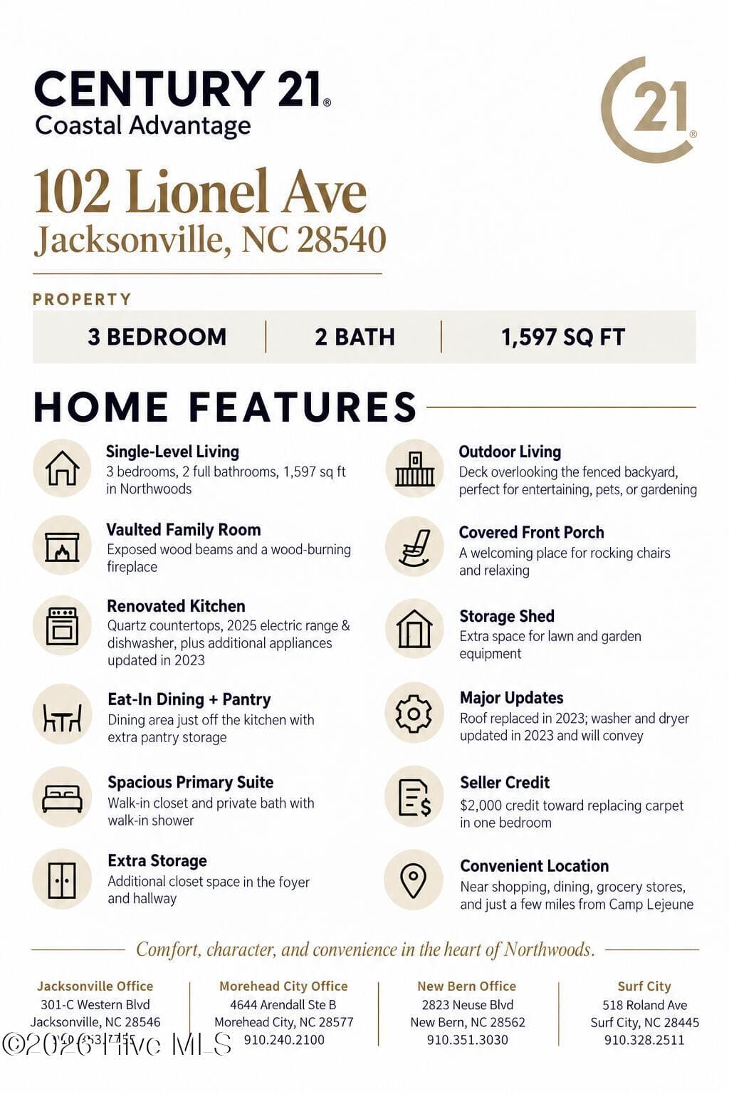 Feature Sheet - 102 Lionel Avenue, Jacksonville, NC 28540