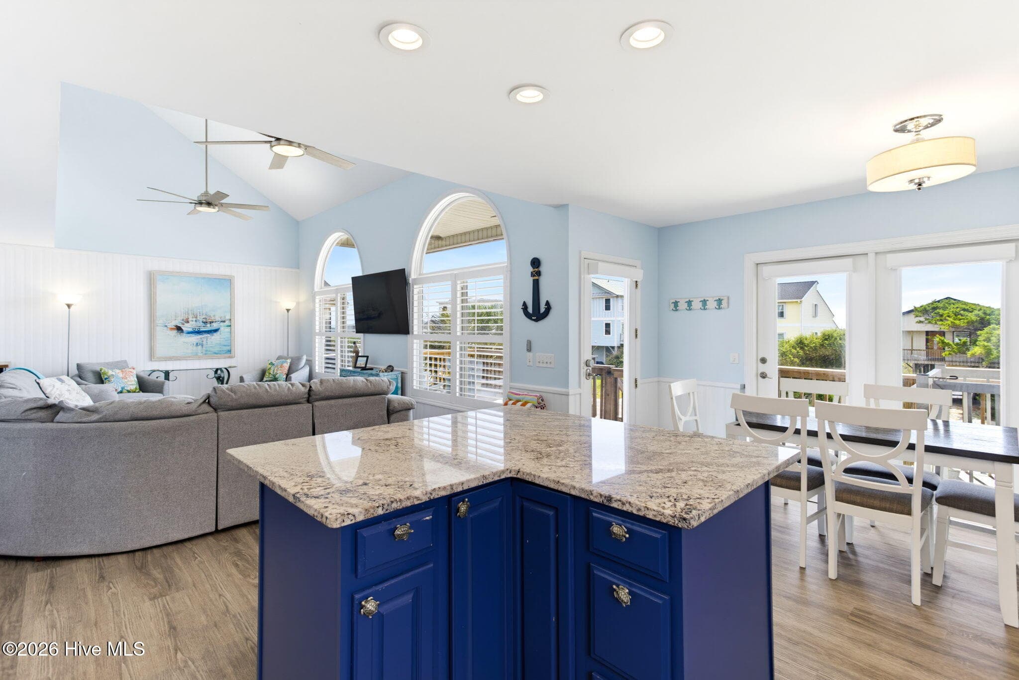 Kitchen open to living area - 2330 W Beach Drive, Oak Island, NC 28465