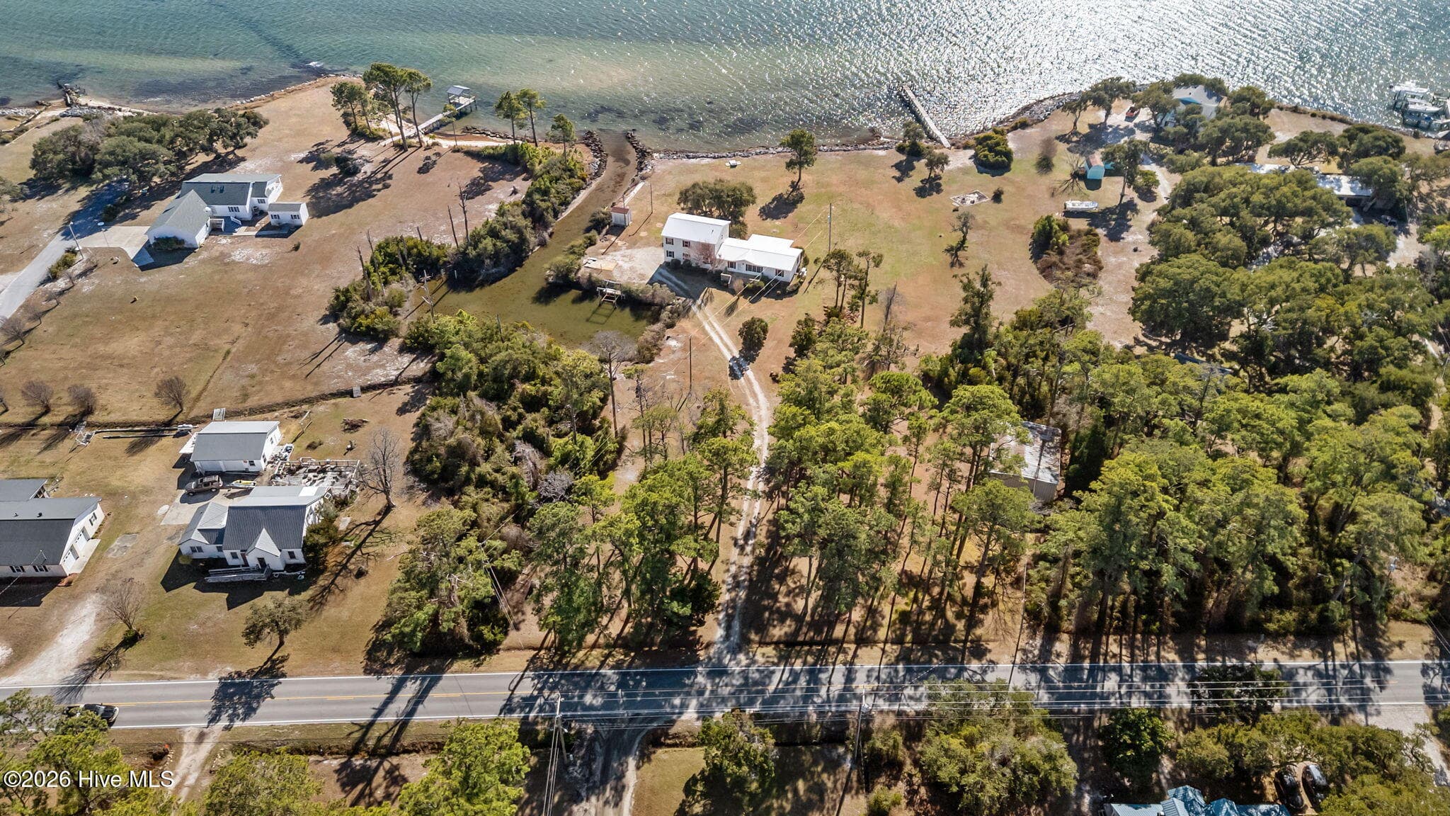 Over 500' from the street to Core Sound - 630 Seashore Drive, Atlantic, NC 28511