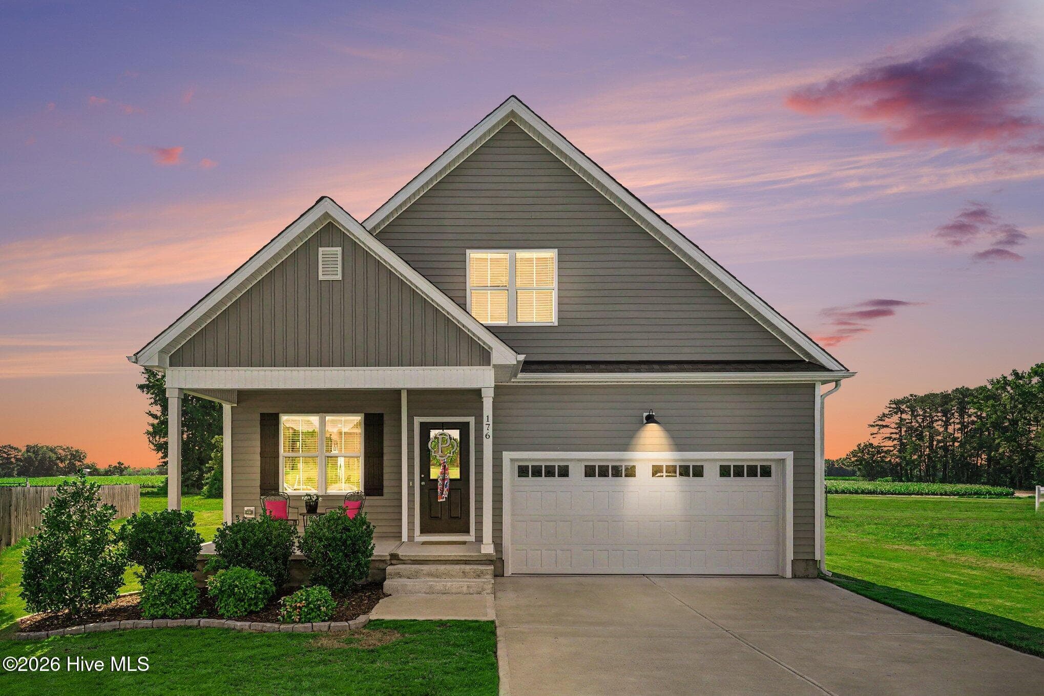 Evening view of front - 176 Glenwood Place, Kenly, NC 27542