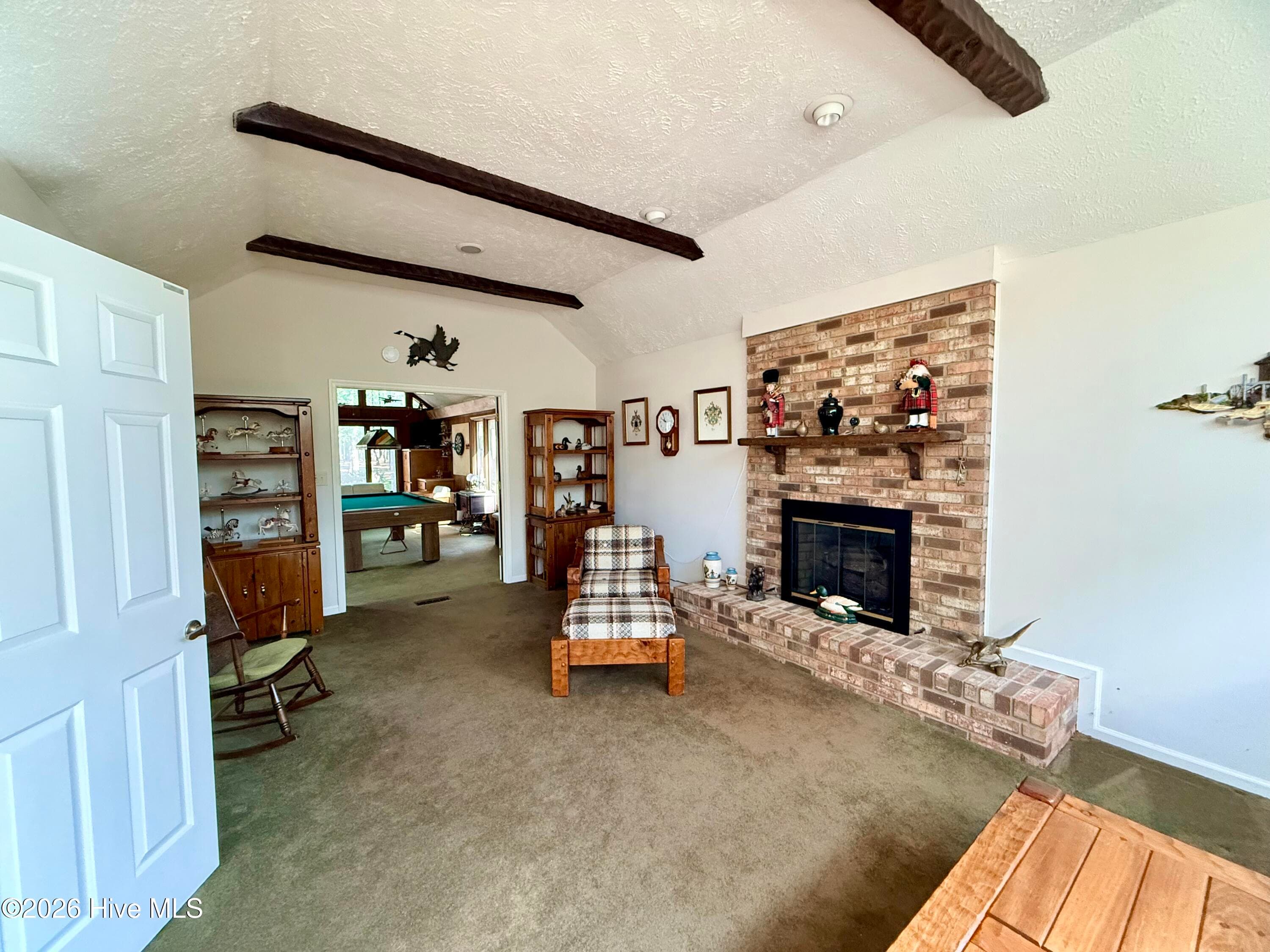 living room with gas logs - 12681 Blues Farm Road, Laurinburg, NC 28352