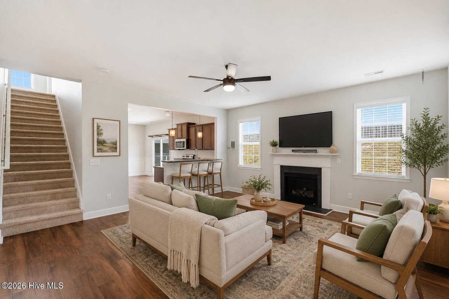 living room virtually staged - 447 Avendale Drive, Rocky Point, NC 28457