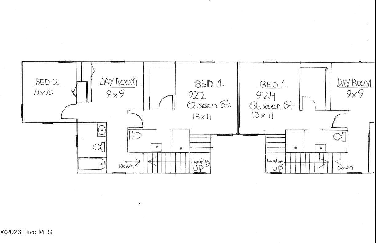 2nd level floor plan - 922 Queen Street, New Bern, NC 28560