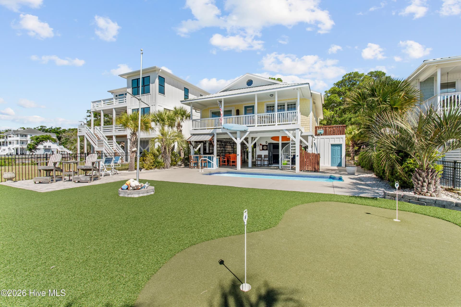 Putting green and artificial turf in back yard. - 2024 Camelot Drive SW, Ocean Isle Beach, NC 28469
