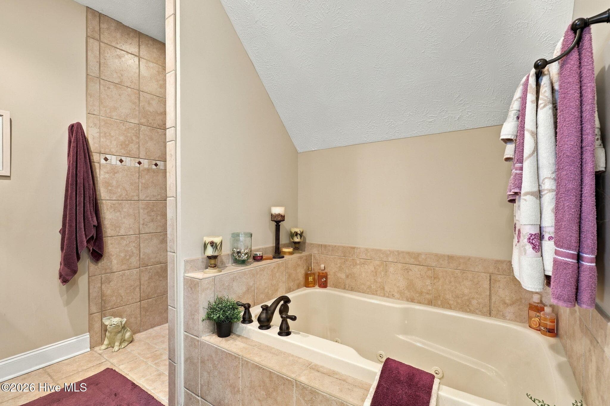 soaking tub and doorless shower - 104 Meadows Lane, Aberdeen, NC 28315