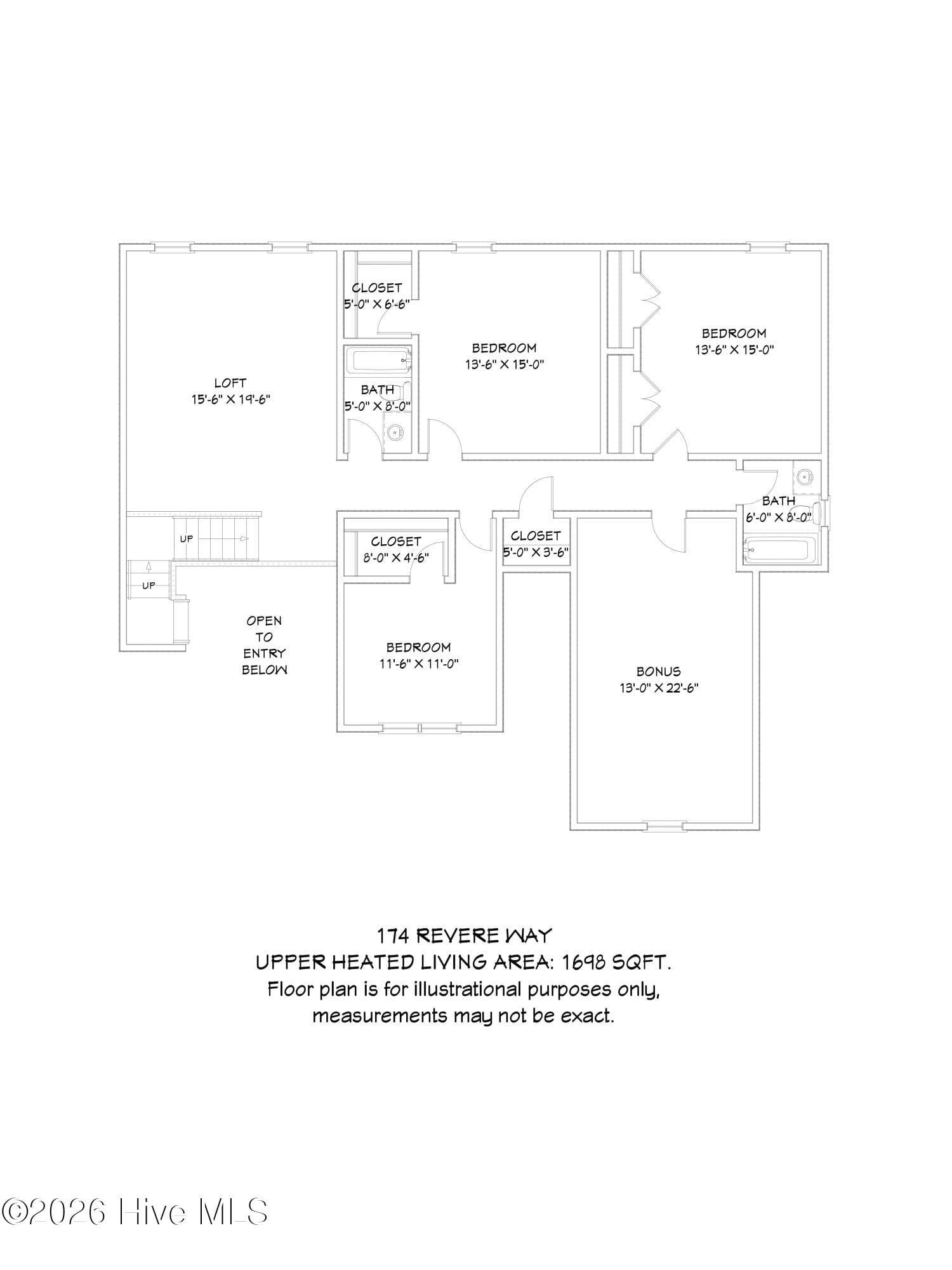 floor plan-upper level - 174 Revere Way, Cameron, NC 28326