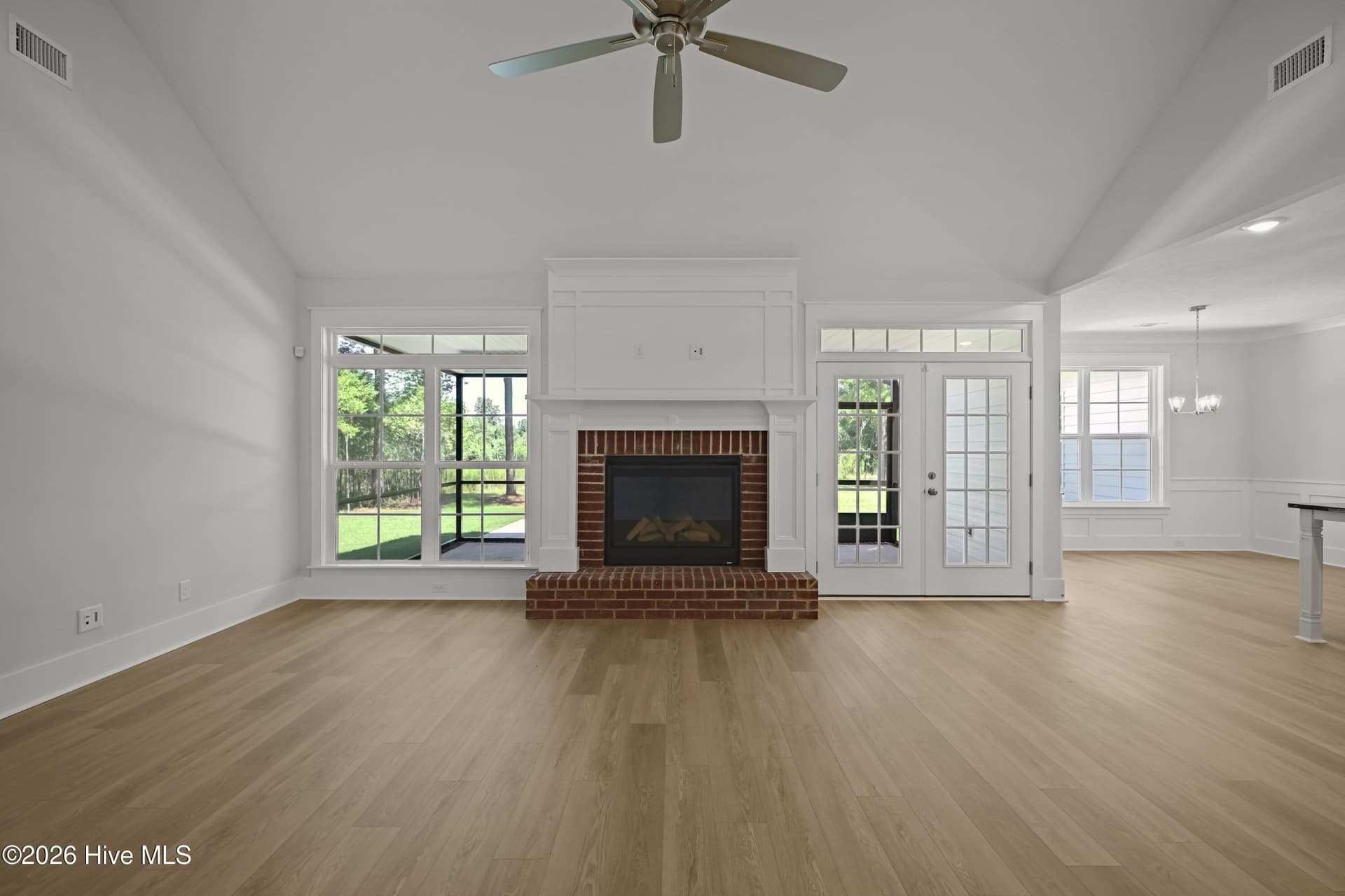 Gas fireplace with a brick hearth and surround - 1096 Bellingham Drive, Beech Island, SC 29842